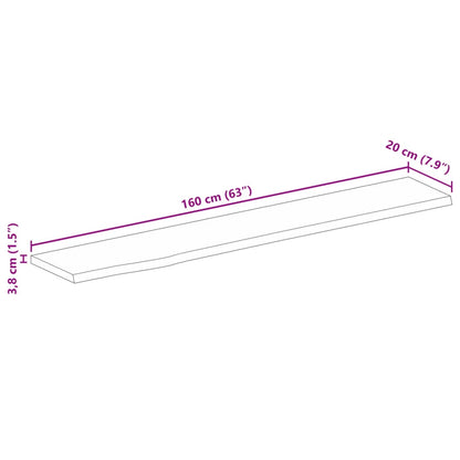Bordsskiva 160x20x3,8 cm levande kant massivt mangoträ