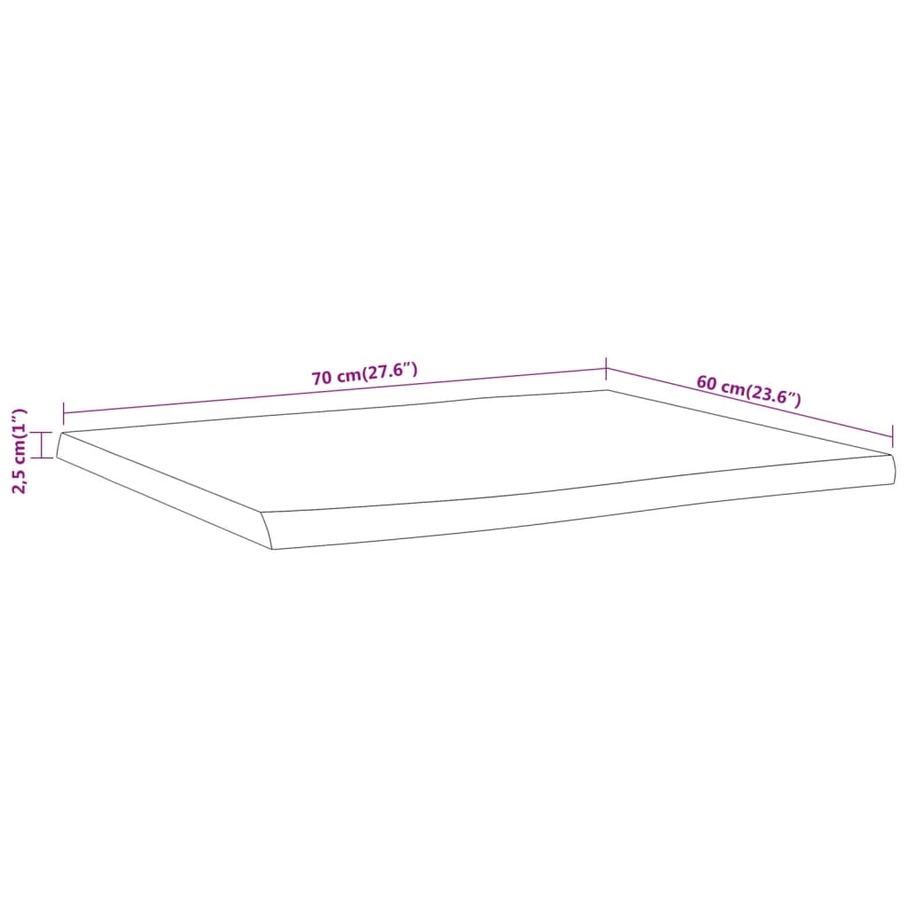 Bordsskiva 70x60x2,5 cm rektangulär massiv akacia rustik kant