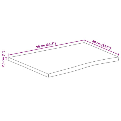 Bordsskiva 90x60x2,5 cm rektangulär massiv akacia levande kant