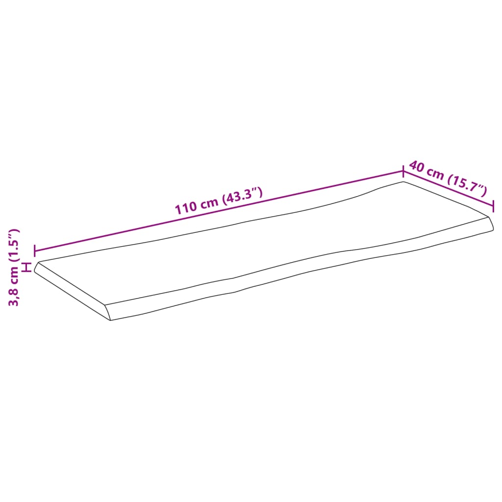 Bordsskiva 110x40x3,8 cm rektangulär massiv akacia rustik kant