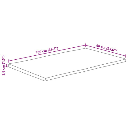 Bordsskiva 100x60x3,8 cm rektangulär massiv akacia levande kant