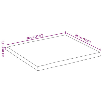 Bordsskiva 80x80x3,8 cm fyrkantig massiv akacia levande kant