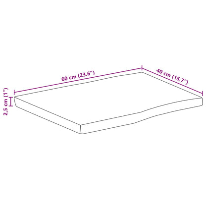 Bordsskiva 60x40x2,5 cm levande kant massivt grovt mangoträ