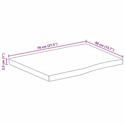 Bordsskiva 70x40x2,5 cm levande kant massivt grovt mangoträ