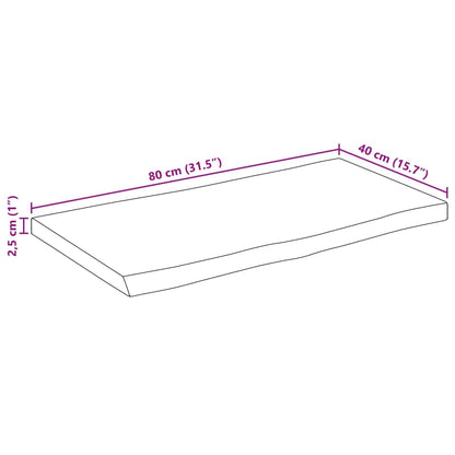 Bordsskiva 80x40x2,5 cm levande kant massivt grovt mangoträ