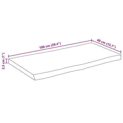 Bordsskiva 100x40x2,5 cm levande kant massivt grovt mangoträ