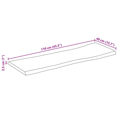 Bordsskiva 110x40x2,5 cm levande kant massivt grovt mangoträ