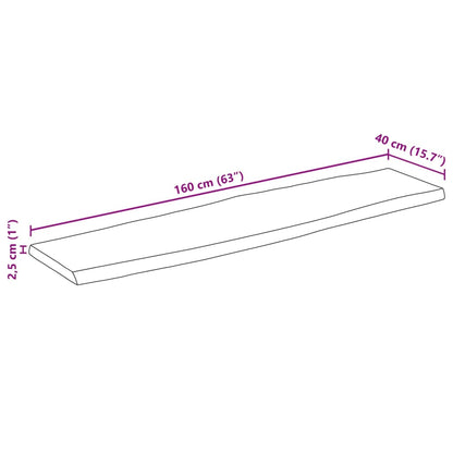 Bordsskiva 160x40x2,5 cm levande kant massivt grovt mangoträ