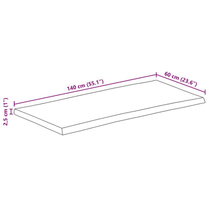 Bordsskiva 140x60x2,5 cm levande kant massivt grovt mangoträ