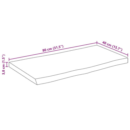 Bordsskiva 80x40x3,8 cm levande kant massivt grovt mangoträ