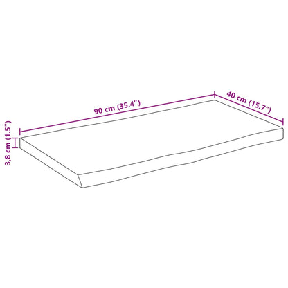 Bordsskiva 90x40x3,8 cm levande kant massivt grovt mangoträ