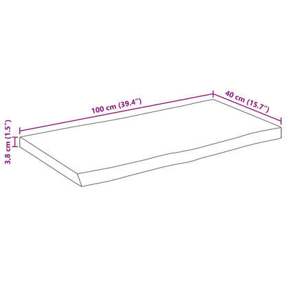 Bordsskiva 100x40x3,8 cm levande kant massivt grovt mangoträ