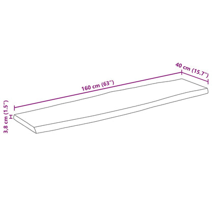 Bordsskiva 160x40x3,8 cm levande kant massivt grovt mangoträ