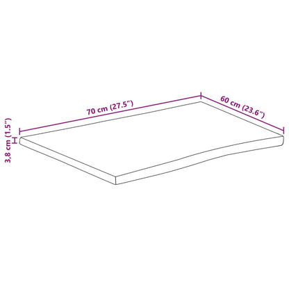 Bordsskiva 70x60x3,8 cm levande kant massivt grovt mangoträ