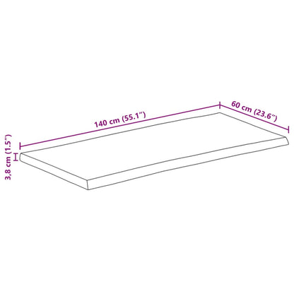 Bordsskiva 140x60x3,8 cm levande kant massivt grovt mangoträ