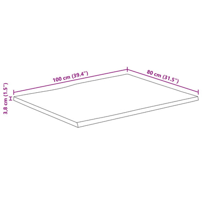 Bordsskiva 100x80x3,8 cm levande kant massivt grovt mangoträ