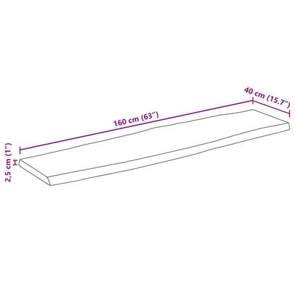 Bordsskiva 160x40x2,5 cm levande kant massivt mangoträ