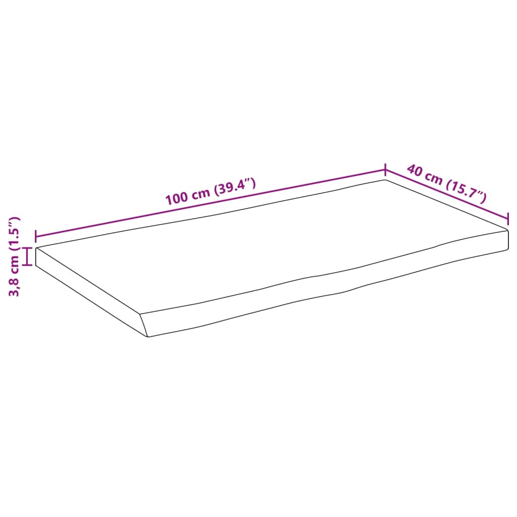 Bordsskiva 100x40x3,8 cm levande kant massivt mangoträ