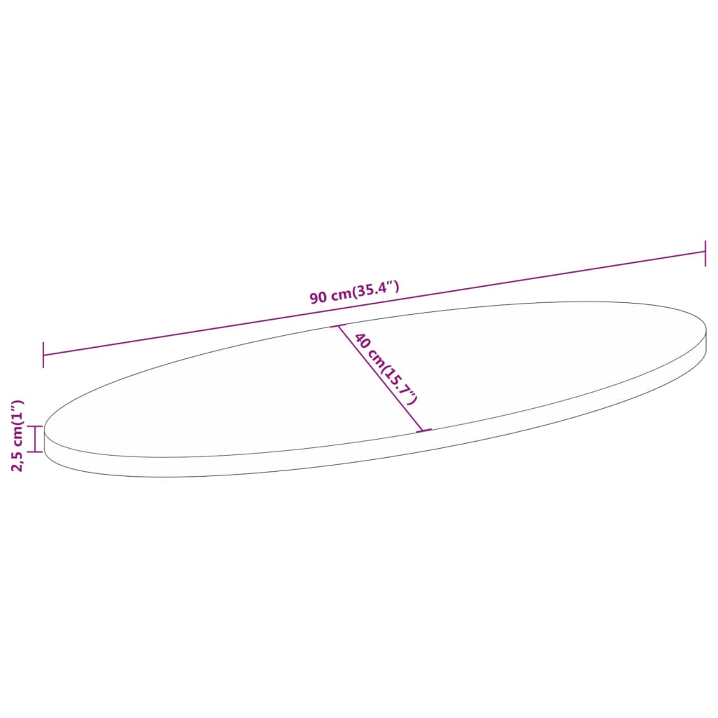 Bordsskiva 90x40x2,5 cm oval massivt akaciaträ