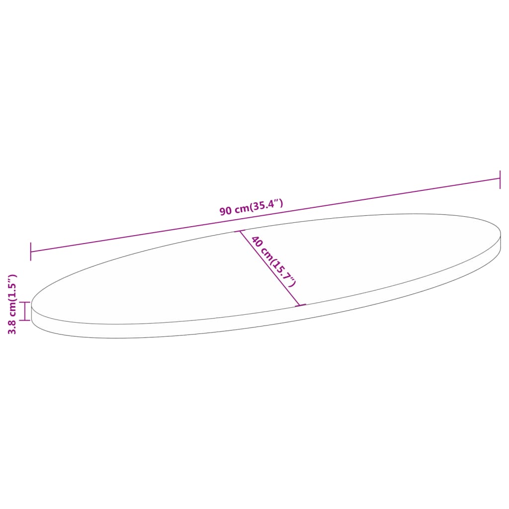 Bordsskiva 90x40x3,8 cm oval massivt mangoträ