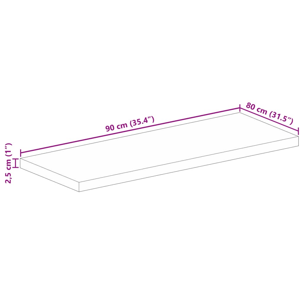 Bordsskiva 90x80x2,5 cm rektangulär massiv akacia