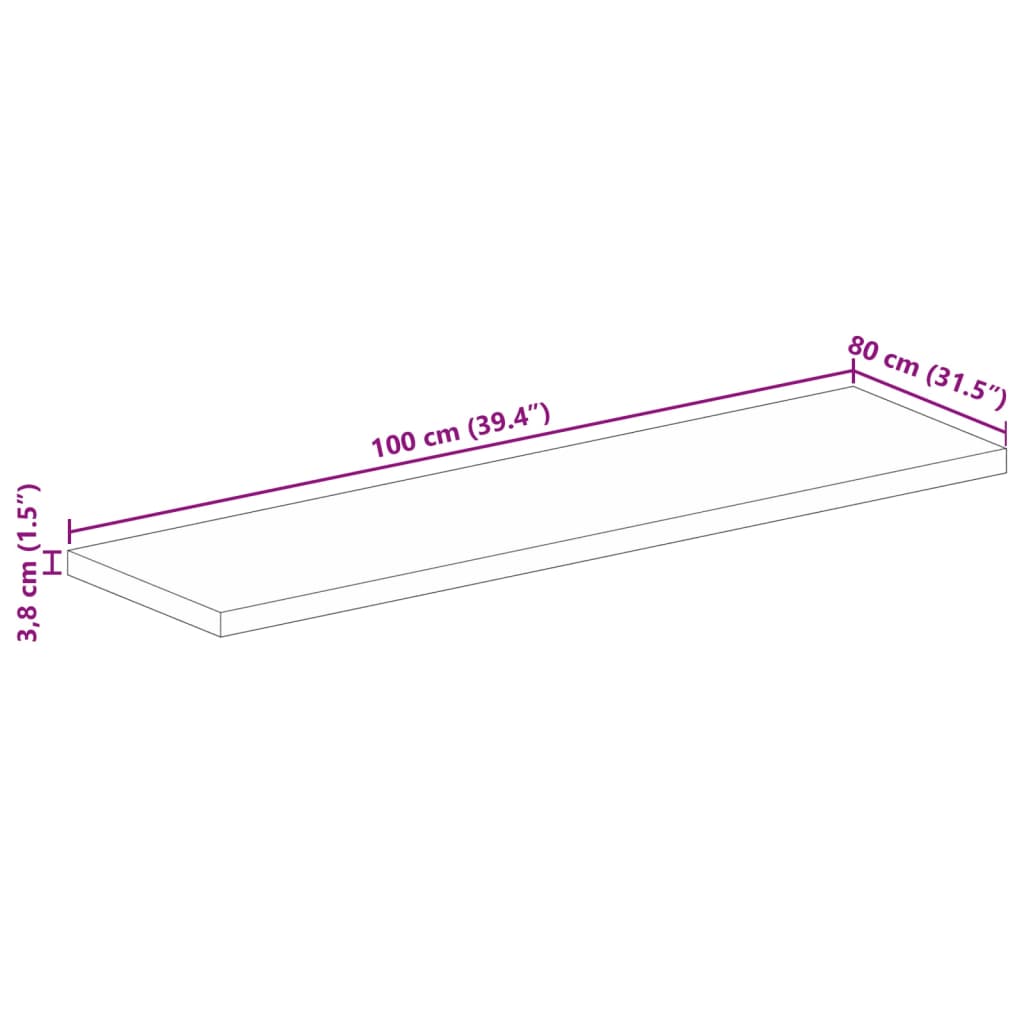 Bordsskiva 100x80x3,8 cm rektangulär massiv akacia