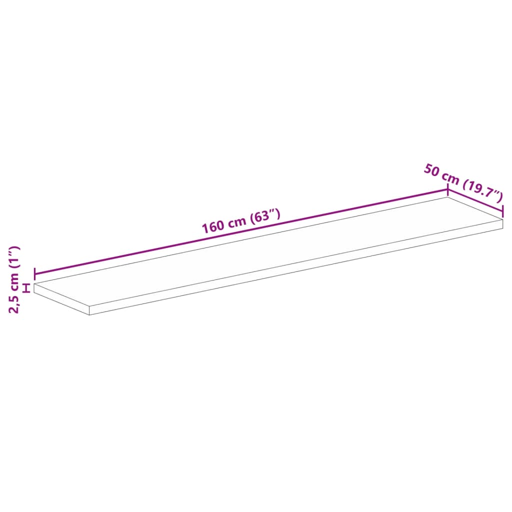 Bordsskiva 160x50x2,5 cm rektangulär massivt återvunnet trä