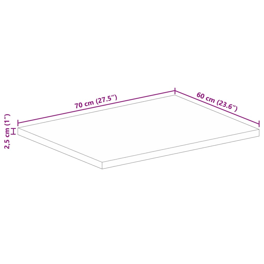 Bordsskiva 70x60x2,5 cm rektangulär massivt återvunnet trä