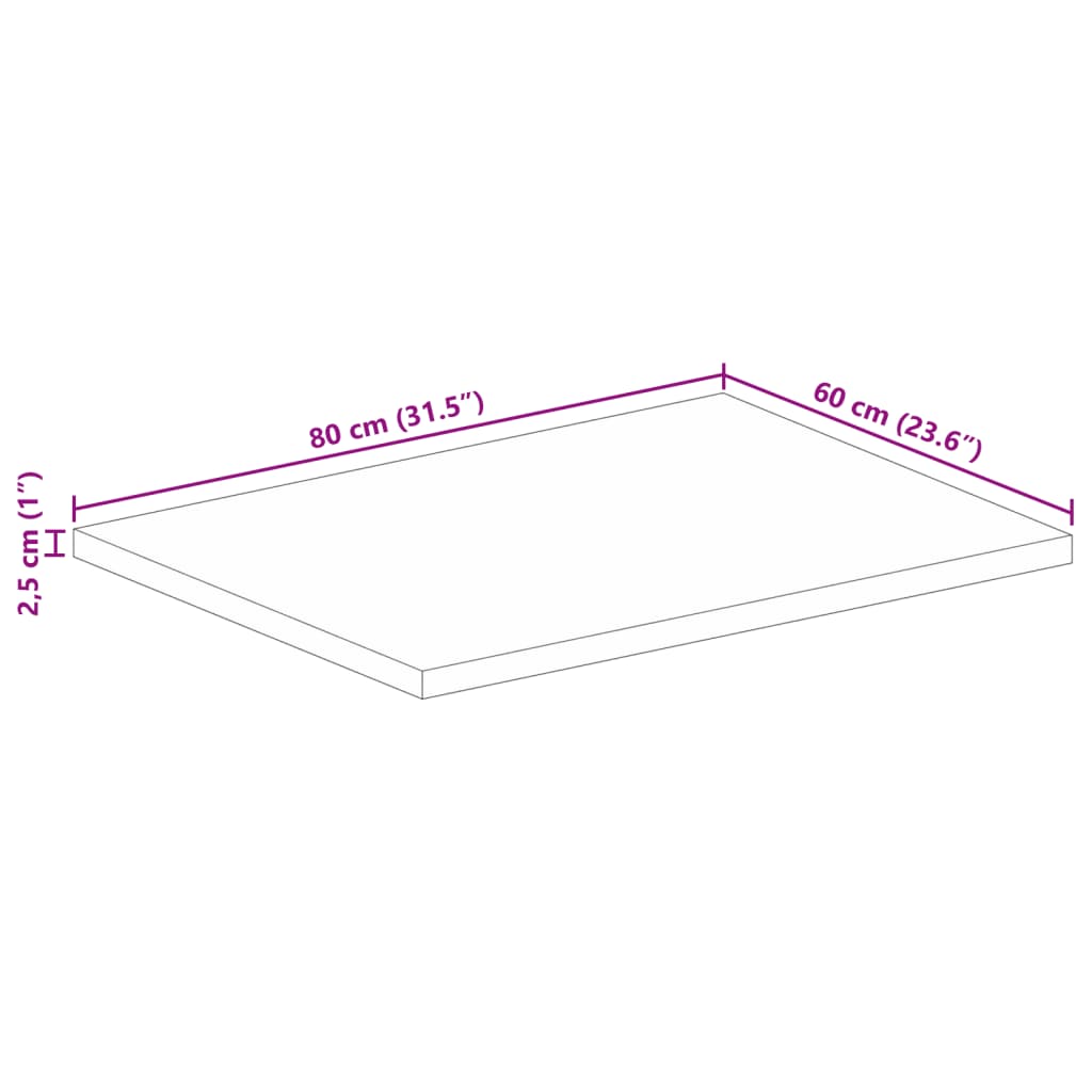 Bordsskiva 80x60x2,5 cm rektangulär massivt återvunnet trä