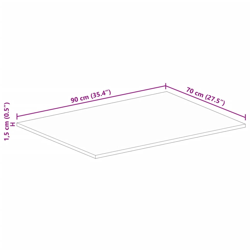 Bordsskiva 90x70x1,5 cm rektangulär massivt återvunnet trä