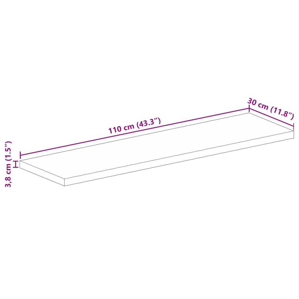 Bordsskiva 110x30x3,8 cm rektangulär massivt återvunnet trä