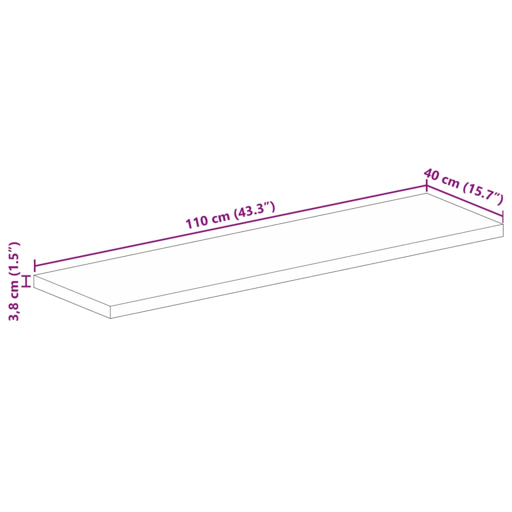 Bordsskiva 110x40x3,8 cm rektangulär massivt återvunnet trä