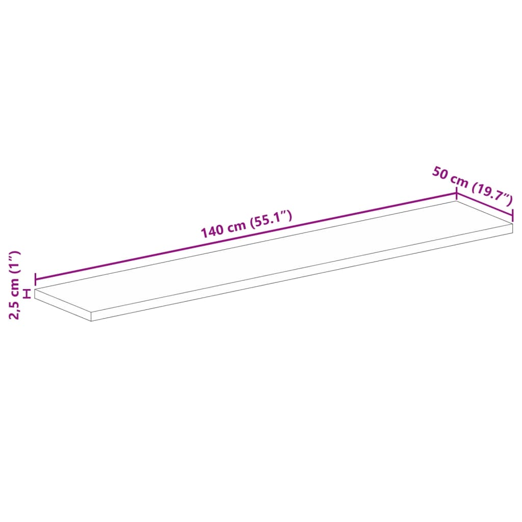 Bordsskiva 140x50x2,5 cm rektangulär massivt återvunnet trä