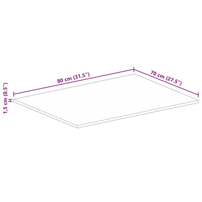 Bordsskiva 80x70x1,5 cm rektangulär massivt grovt mangoträ