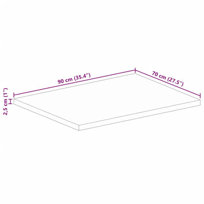 Bordsskiva 90x70x2,5 cm rektangulär massivt grovt mangoträ