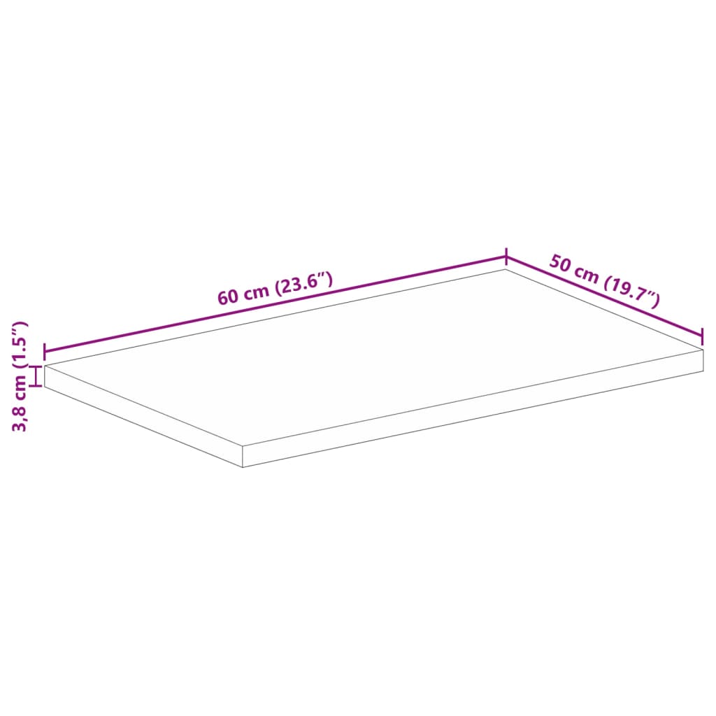 Bordsskiva 60x50x3,8 cm rektangulär massivt grovt mangoträ