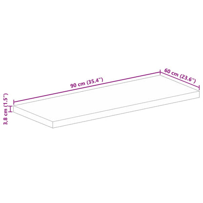 Bordsskiva 90x60x3,8 cm rektangulär massivt grovt mangoträ