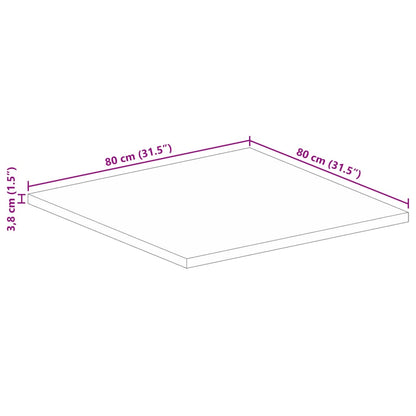 Bordsskiva 80x80x3,8 cm fyrkantig massivt grovt mangoträ