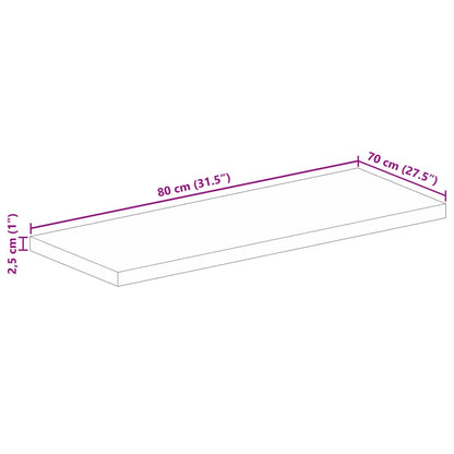 Bordsskiva 80x70x2,5 cm rektangulär massivt mango-trä