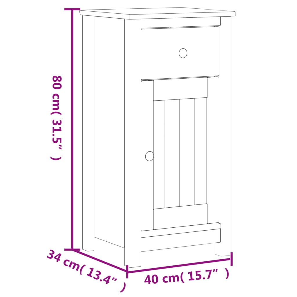 Badrumsbord BERG svart 40x34x80 cm massiv furu