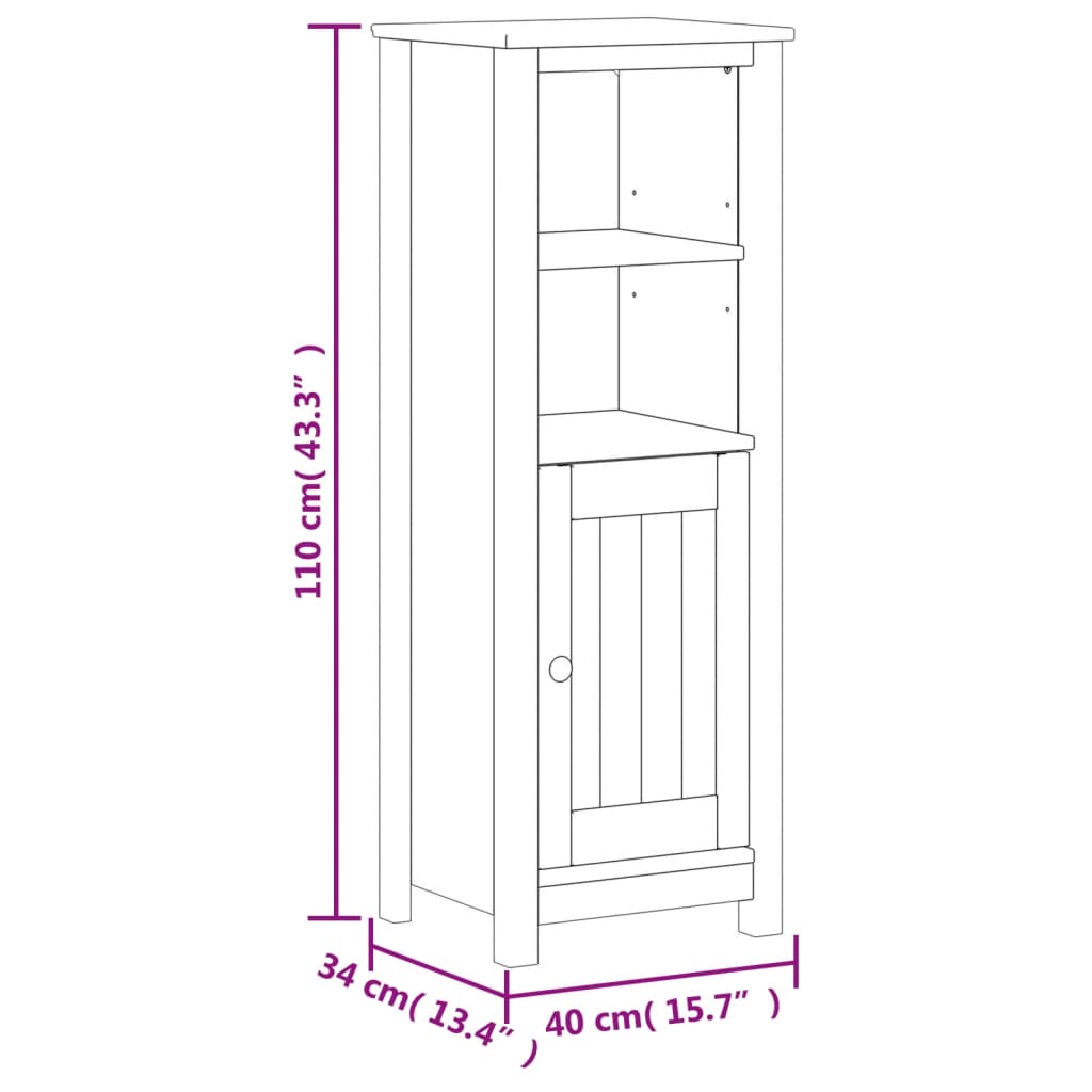 Badrumsskåp BERG svart 40x34x110 cm massiv furu