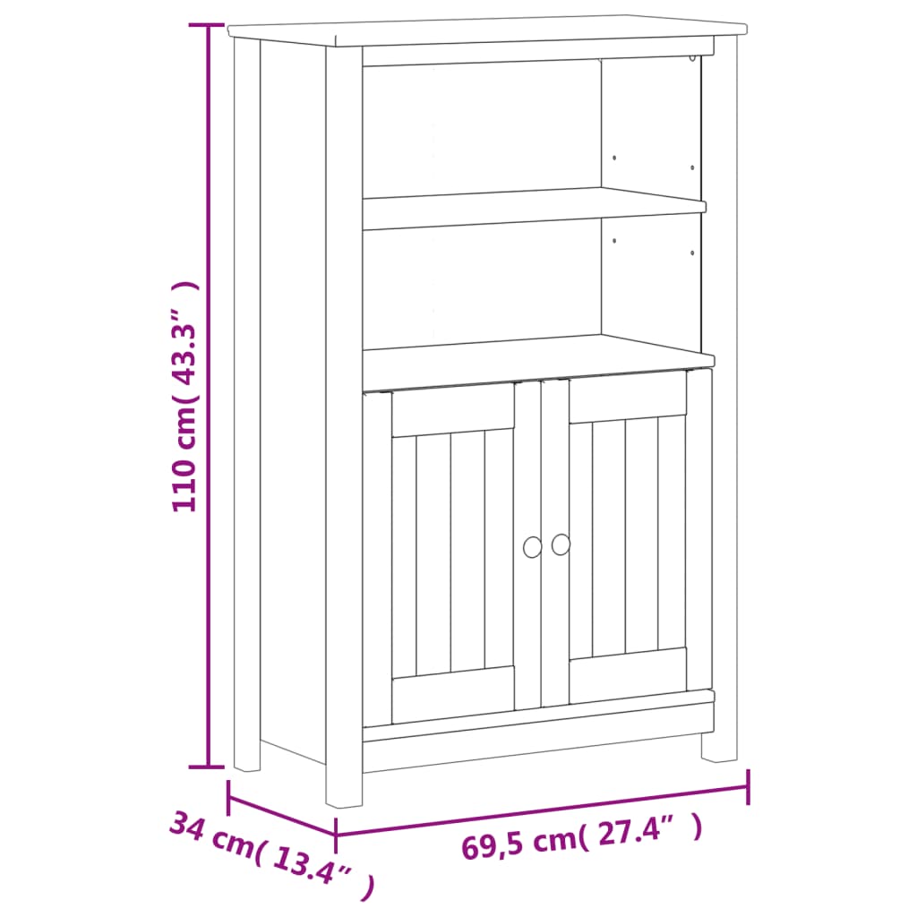 Badrumsskåp BERG vit 69,5x34x110 cm massiv furu