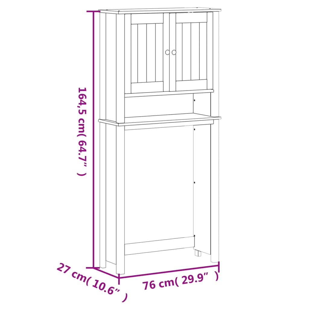 Tvättmaskinskåp BERG svart 76x27x164,5 cm massivt trä