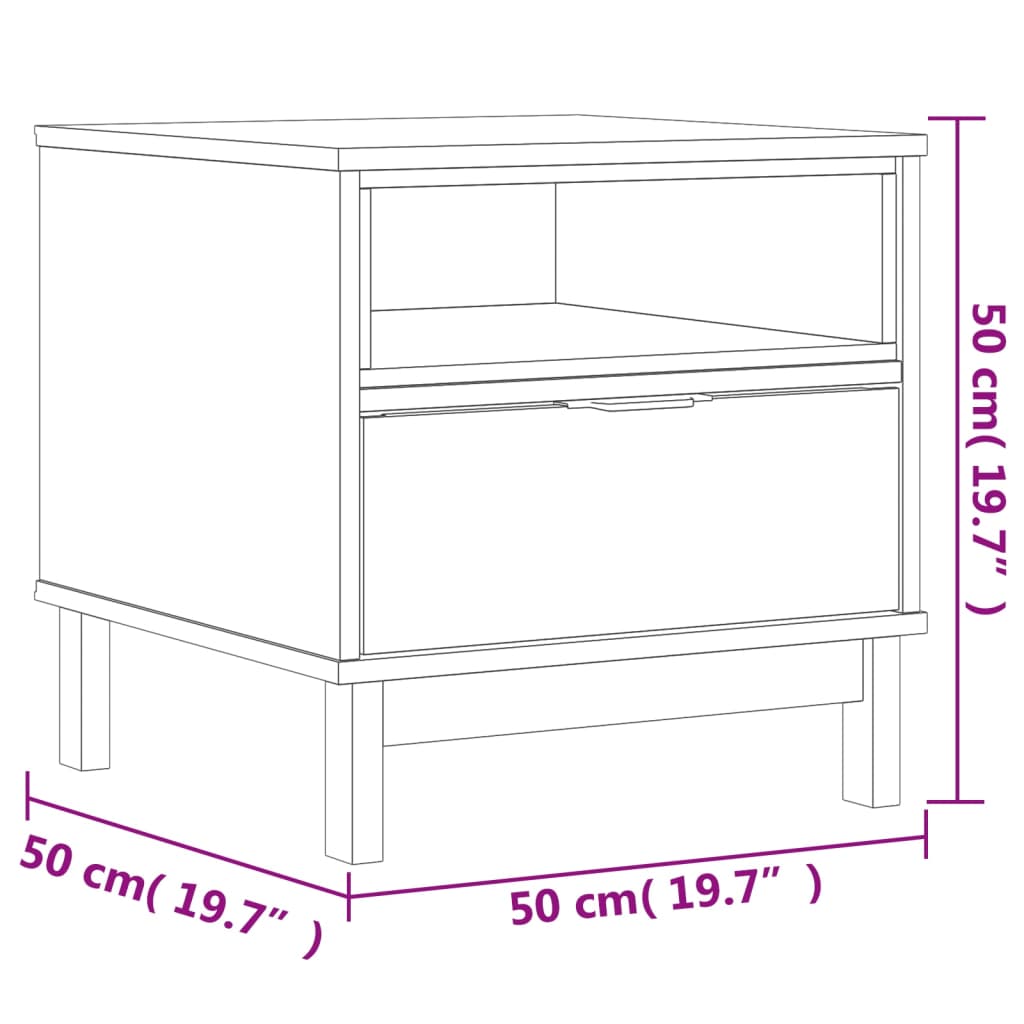 Sidobord FLAM 50x50x50 cm massiv furu