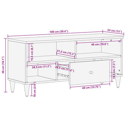 Tv-bänk 100x33x46 cm massivt mangoträ