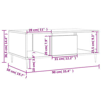 Soffbord vit 90x50x36,5 cm konstruerat trä