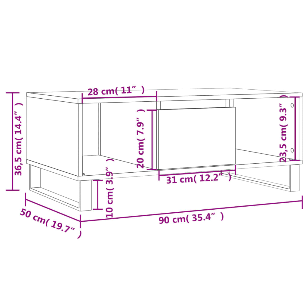 Soffbord svart 90x50x36,5 cm konstruerat trä