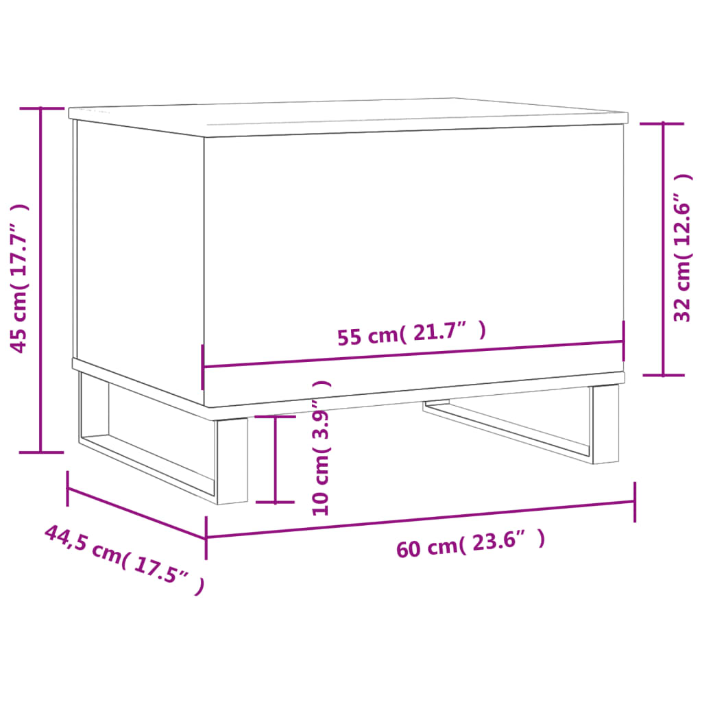 Soffbord vit 60x44,5x45 cm konstruerat trä