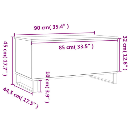 Soffbord vit 90x44,5x45 cm konstruerat trä