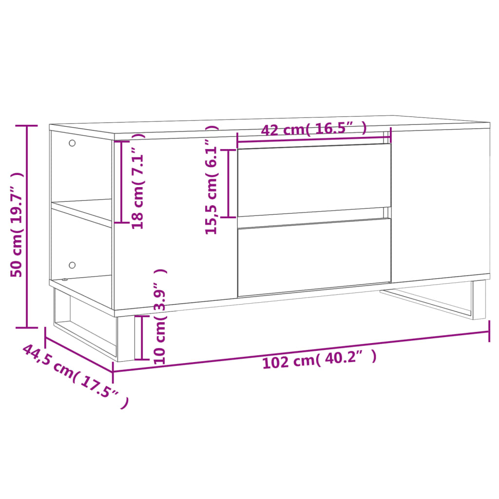 Soffbord brun ek 102x44,5x50 cm konstruerat trä